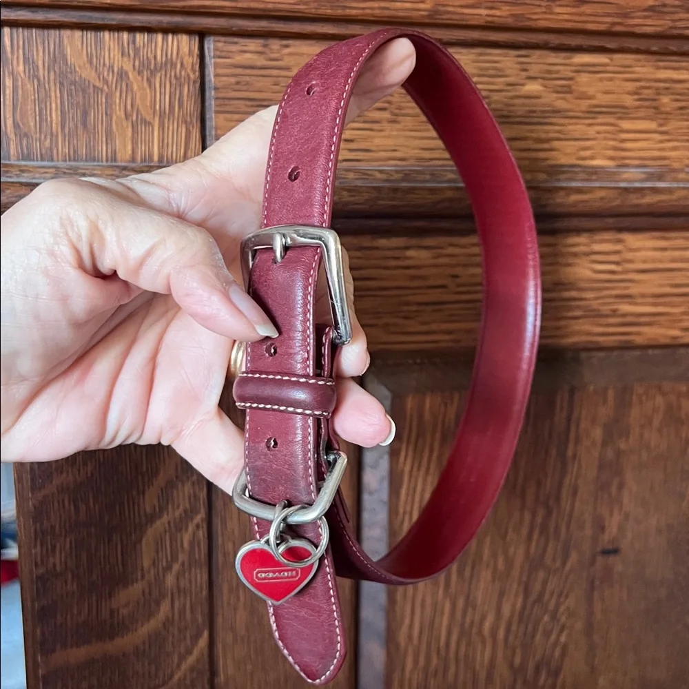 Vintage Coach Red Leather Dog Collar Size L